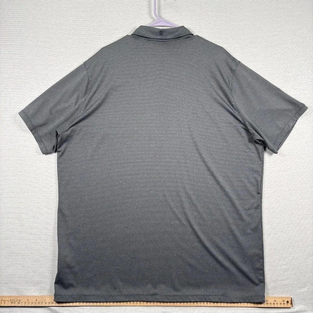 Nike Tiger Woods Control Stripe Polo Shirt Mens XXL Gray Black Striped Snap Up
